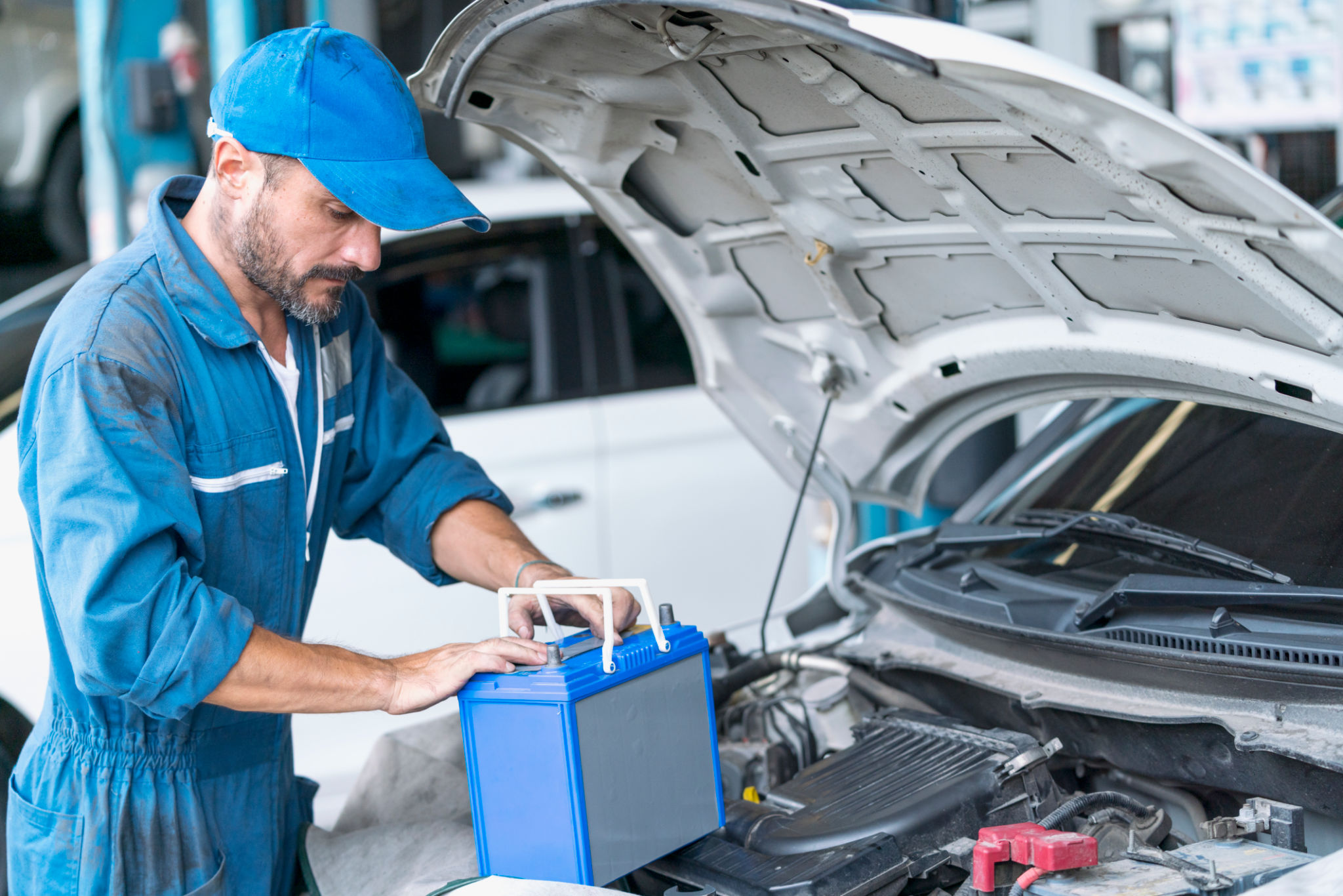 A mechanic at work in the LMF Mechanical workshop in Chinchilla